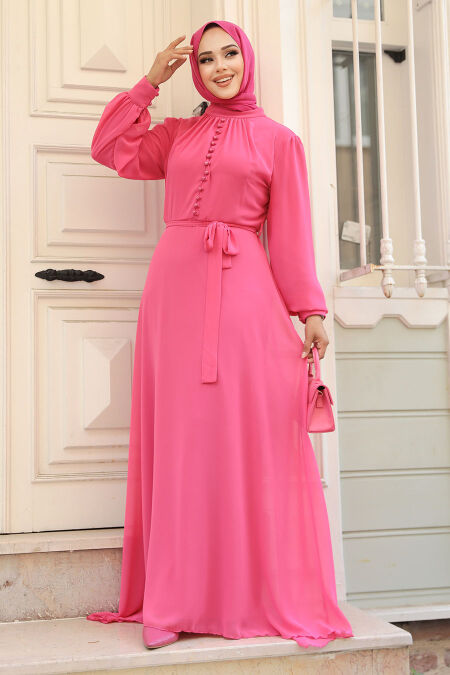 Pink Hijab Dress 2703P - NEVA STYLE