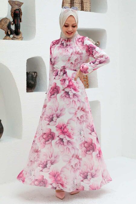 Pink Hijab Dress 279050P - NEVA STYLE