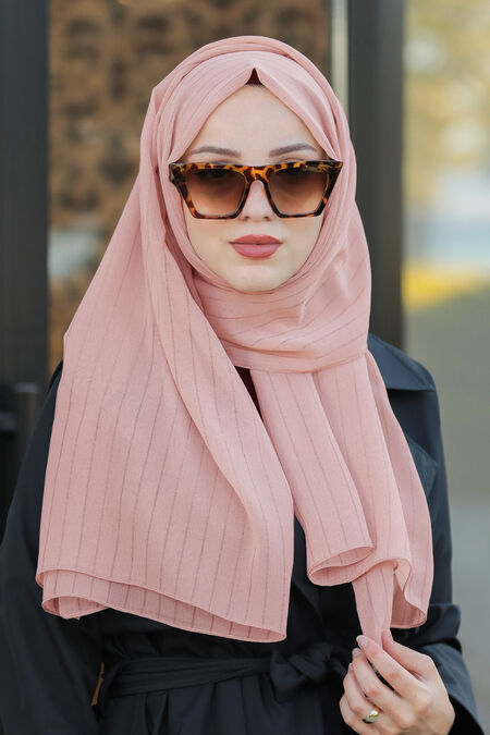 Pink Hijab Shawl 7549P - NEVA STYLE
