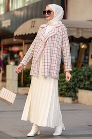 Pink Tweed Hijab Blazer Jacket 1557P - 1