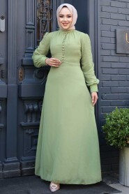Pistachio Green Hijab Dress 2703FY 