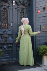 Pistachio Green Hijab Dress 2703FY - 4