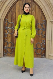 Pistachio Green Hijab Dress 3436FY - 1
