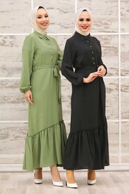 Pistachio Green Hijab Dress 3735FY - 3