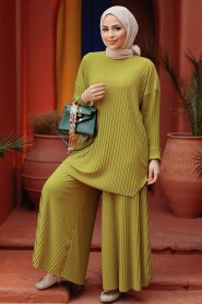 Pistachio Green Hijab Suit Dress 41502FY - 2