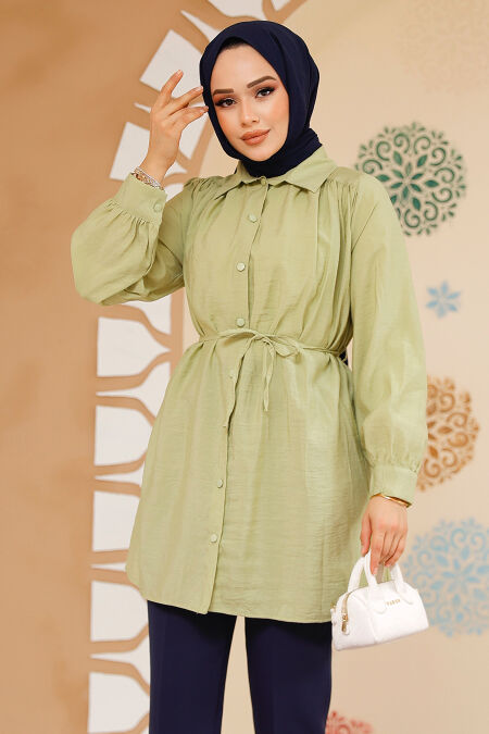 Pistachio Green Modest Top 10025FY - NEVA STYLE