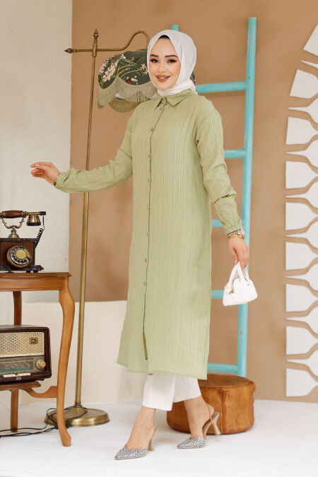 Pistachio Green Modest Top 70381FY - NEVA STYLE