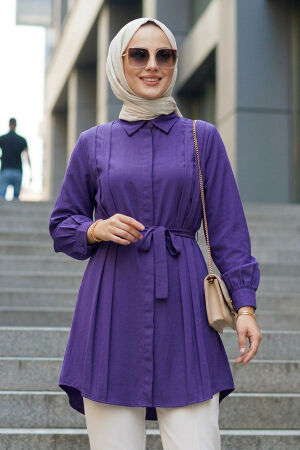 Pleat Detail Purple Modest Tunic 20273MOR - 