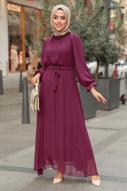 Plum Color Hijab Dress 10252MU - 2
