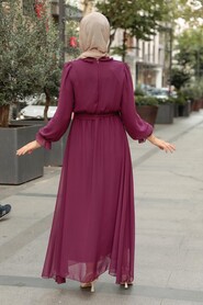 Plum Color Hijab Dress 10252MU - 3