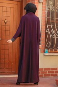 Plum Color Hijab Dress 10560MU - 3