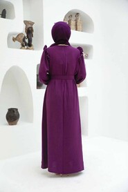 Plum Color Hijab Dress 1299MU - 2