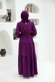 Plum Color Hijab Dress 13024MU - 2