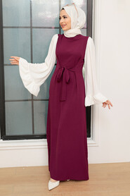 Plum Color Hijab Dress 1335MU - 2