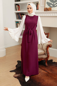 Plum Color Hijab Dress 1335MU - 3