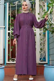 Plum Color Hijab Dress 2247MU - 1