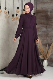 Plum Color Hijab Dress 2703MU 