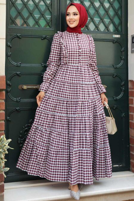 Plum Color Hijab Dress 27090MU - NEVA STYLE