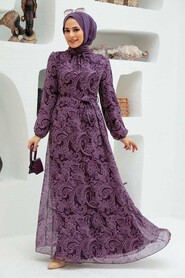 Plum Color Hijab Dress 279030MU - 1