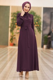 Plum Color Hijab Dress 27922MU - NEVA STYLE