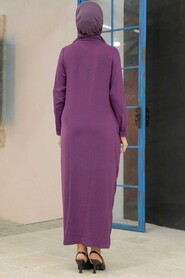 Plum Color Hijab Dress 34281MU - 3