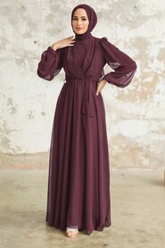 Plum Color Hijab Dress 5796MU - NEVA STYLE