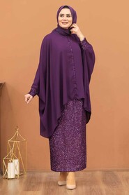 Plum Color Hijab Dual Suit Dress 1206MU - 1