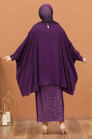 Plum Color Hijab Dual Suit Dress 1206MU - 2