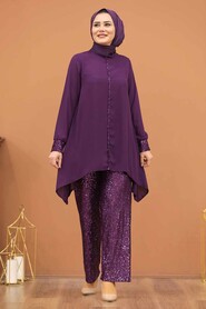 Plum Color Hijab Dual Suit Dress 1207MU - 1