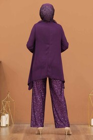 Plum Color Hijab Dual Suit Dress 1207MU - 2