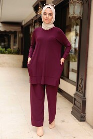 Plum Color Hijab Dual Suit Dress 50150MU - 2