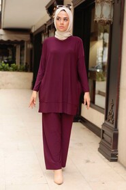 Plum Color Hijab Dual Suit Dress 50150MU - 1