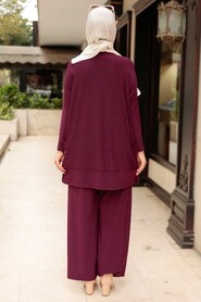Plum Color Hijab Dual Suit Dress 50150MU - 3
