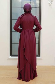  Stylish Plum Color Modest Prom Dress 25807MU - 2