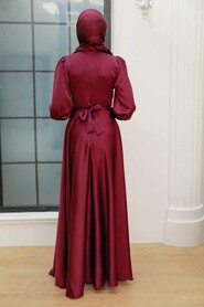 Satin Plum Color Islamic Engagement Gown 3367MU - 2