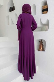  Luxury Plum Color Islamic Clothing Prom Dress 36030MU - 2