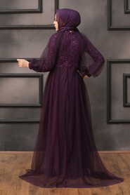  Stylish Plum Color Islamic Prom Dress 55190MU - 2