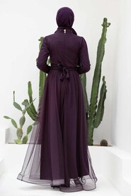  Plus Size Plum Color Muslim Dress 56641MU - 2