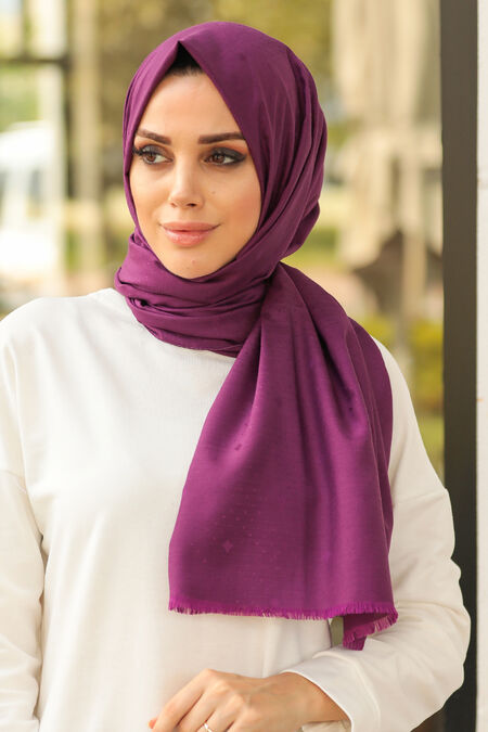 Plum Color Hijab Shawl 7529MU - NEVA STYLE