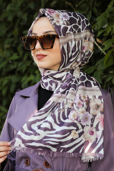 Plum Color Hijab Shawl 7541MU - NEVA STYLE