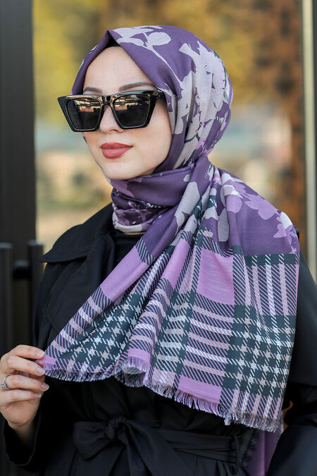Plum Color Hijab Shawl 7554MU - NEVA STYLE