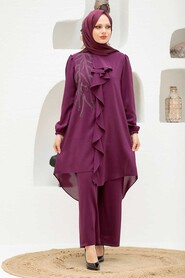 Plum Color Hijab Suit Dress 12510MU - 2