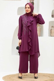 Plum Color Hijab Suit Dress 12510MU - 1