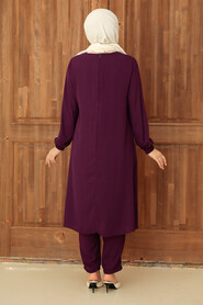 Plum Color Hijab Suit Dress 13090MU - 2