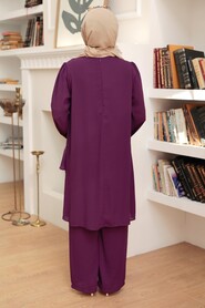 Plum Color Hijab Suit Dress 13101MU - 4