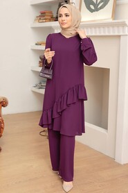 Plum Color Hijab Suit Dress 13101MU - 2