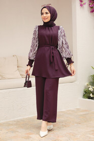 Plum Color Hijab Suit Dress 4837MU - 1