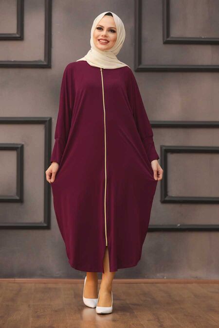 Plum Color Hijab Turkish Abaya 1772MU - NEVA STYLE