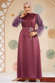 Plum Color Modest Gown 61671MU - 2