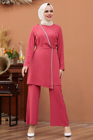 Pomegranate Flower Color Hijab Dual Suit Dress 3000NC - 1